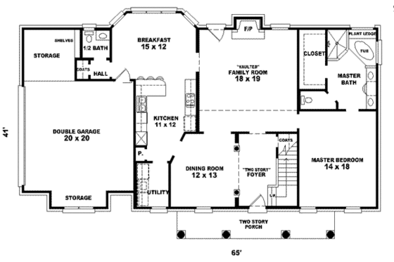 Floor Plan - Main Floor for Classical House Plan #81-533 - 4 bed, 3.5 bath