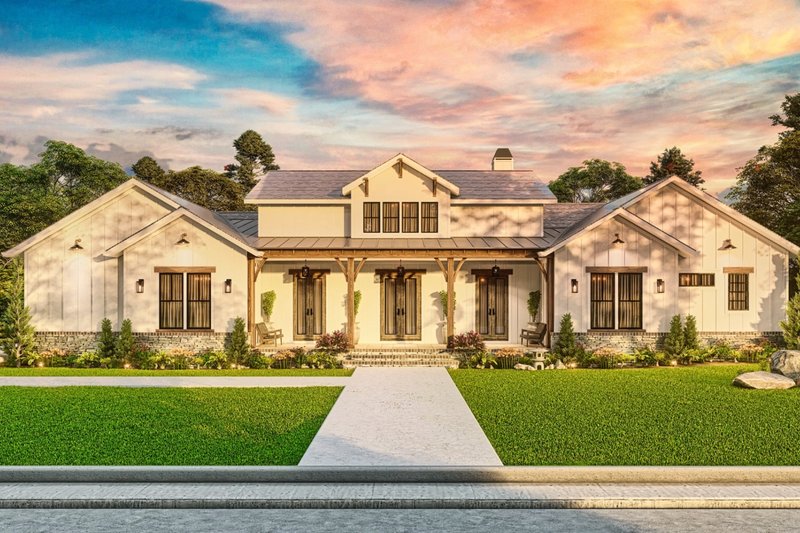 Architectural House Design - Exterior - Front Elevation 7 for Farmhouse House Plan #54-581 - 4 bed, 3.5 bath