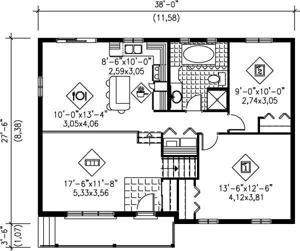 Dream House Plan - Traditional Floor Plan - Main Floor Plan #25-1057