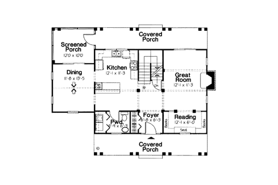 Floor Plan - Main Floor for Cottage House Plan #312-826 - 3 bed, 2.5 bath