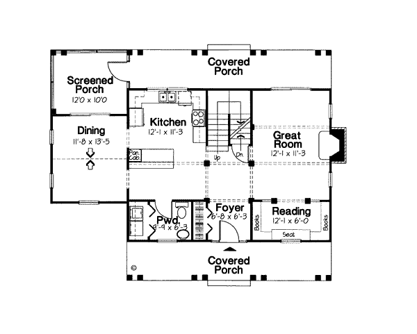 Floor Plan - Main Floor for Cottage House Plan #312-826 - 3 bed, 2.5 bath