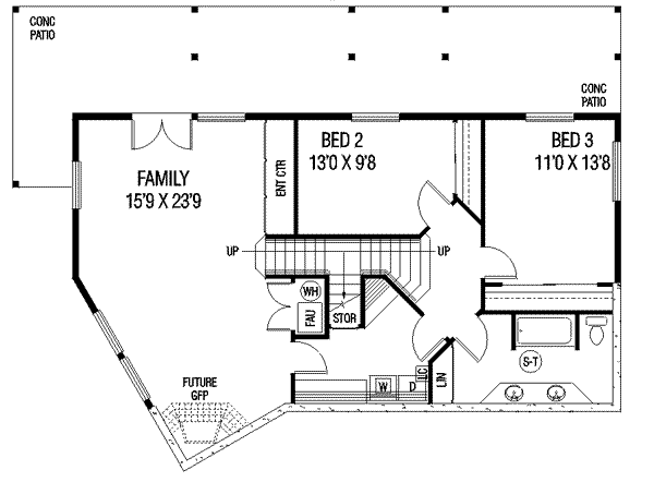 Contemporary Floor Plan - Lower Floor Plan #60-603