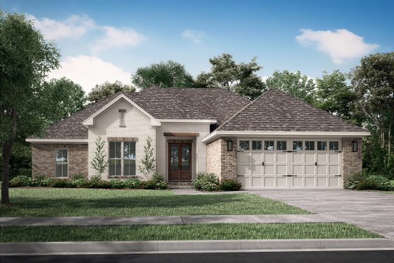 Exterior - Front Elevation 3 for Ranch House Plan #430-303 - 4 bed, 2.5 bath