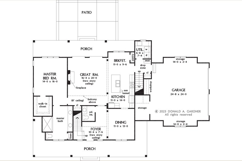 Architectural House Design - Floor Plan - Main Floor for Farmhouse House Plan #929-1192 - 4 bed, 2.5 bath