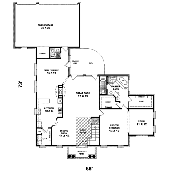 Classical Floor Plan - Main Floor Plan #81-550