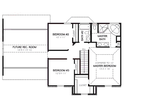 Floor Plan - Upper Floor for European House Plan #424-226 - 3 bed, 2.5 bath
