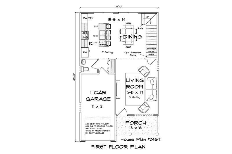 Architectural House Design - Floor Plan - Main Floor for Modern House Plan #513-2463 - 3 bed, 2.5 bath