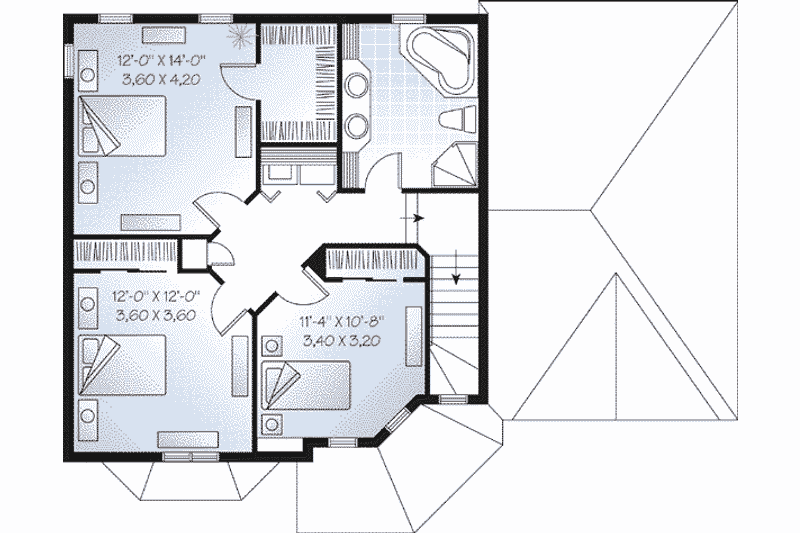 Home Plan - Floor Plan - Upper Floor for European House Plan #23-484 - 3 bed, 2 bath