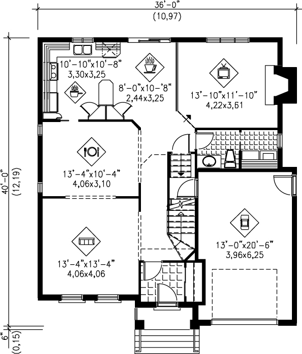 House Design - Traditional Floor Plan - Main Floor Plan #25-2044