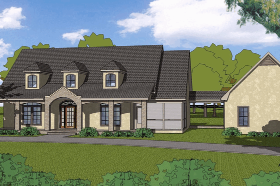 Exterior - Front Elevation for Southern House Plan #8-167 - 3 bed, 3.5 bath