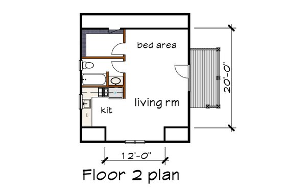 Floor Plan - Upper Floor for Traditional House Plan #79-252 - 1 bed, 1 bath