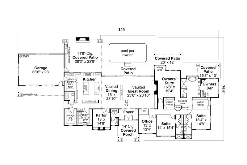 Home Plan - Floor Plan - Main Floor for Modern House Plan #124-1346 - 3 bed, 3.5 bath