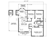 Traditional Style House Plan - 3 Beds 1 Baths 1021 Sq/Ft Plan #17-2287 