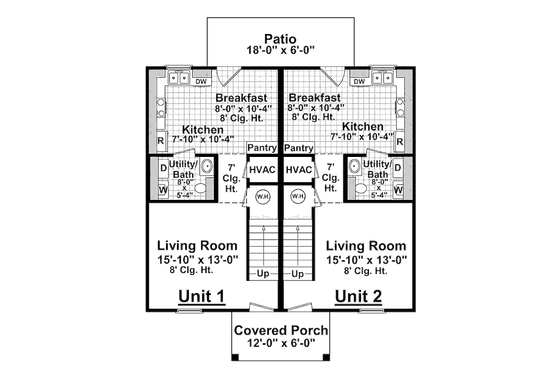 Floor Plan - Main Floor for Traditional House Plan #21-296 - 2 bed, 1.5 bath