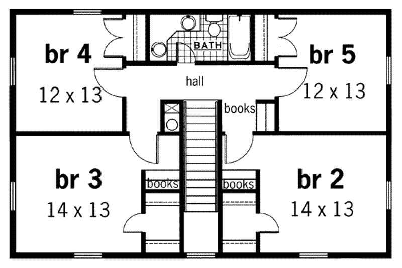 Home Plan - Floor Plan - Upper Floor for Southern House Plan #45-205 - 5 bed, 2 bath