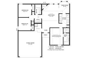 Floor Plan - Main Floor for Traditional House Plan #424-242 - 3 bed, 2 bath