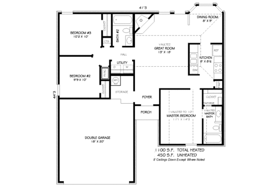 Floor Plan - Main Floor for Traditional House Plan #424-242 - 3 bed, 2 bath
