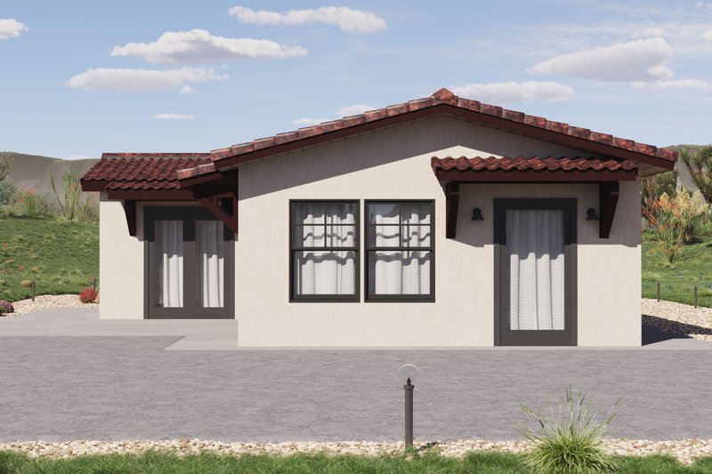 Home Plan - Exterior - Front Elevation 4 for Adobe / Southwestern House Plan #1106-134 - 2 bed, 1 bath