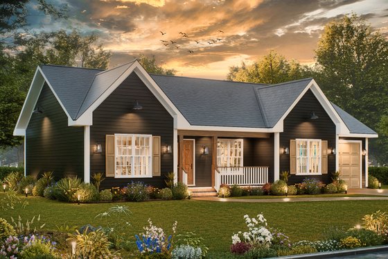 Exterior - Front Elevation 4 for Traditional House Plan #54-615 - 3 bed, 2 bath