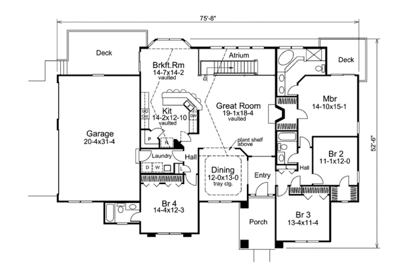 Home Plan - Floor Plan - Main Floor for Traditional House Plan #57-277 - 4 bed, 3 bath