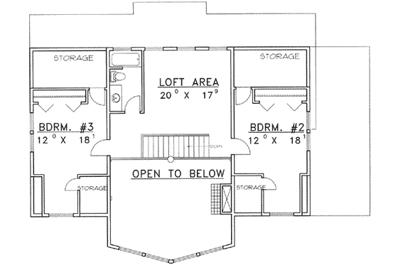 Floor Plan - Upper Floor for Modern House Plan #117-380 - 3 bed, 2.5 bath