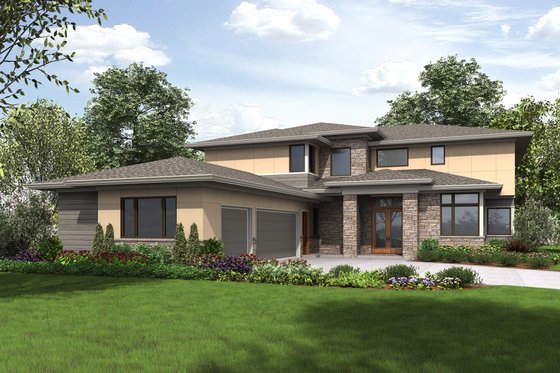 Exterior - Front Elevation 6 for Contemporary House Plan #48-651 - 4 bed, 4.5 bath