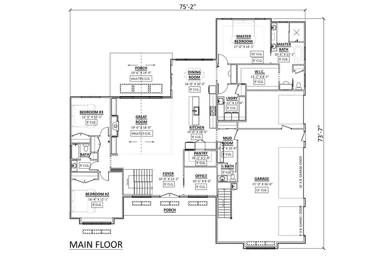 Dream House Plan - Floor Plan - Main Floor for Farmhouse House Plan #1089-44 - 3 bed, 2.5 bath
