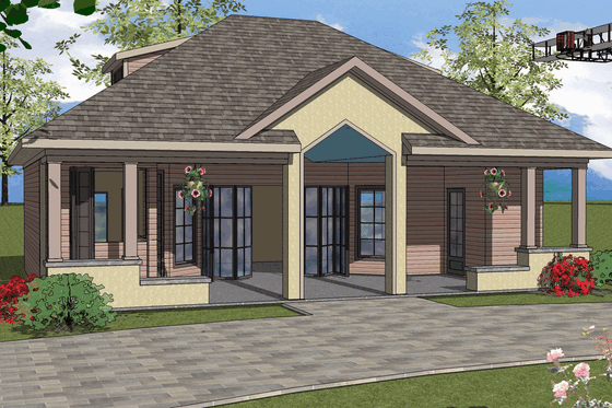 Exterior - Front Elevation for Beach House Plan #8-291 - 1 bed, 1.5 bath