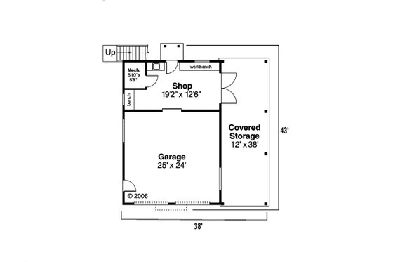 Floor Plan - Main Floor for Craftsman House Plan #124-657 - 1 bed, 1 bath