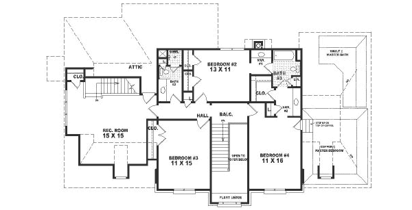 European Floor Plan - Upper Floor Plan #81-322