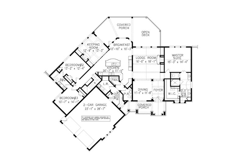 House Plan Design - Floor Plan - Main Floor for Craftsman House Plan #54-497 - 3 bed, 2.5 bath
