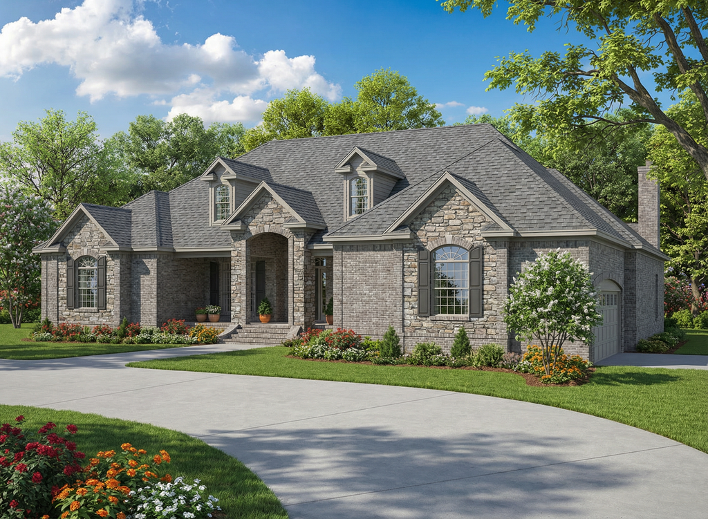 Exterior - Front Elevation 2 for European House Plan #17-2165 - 3 bed, 4 bath