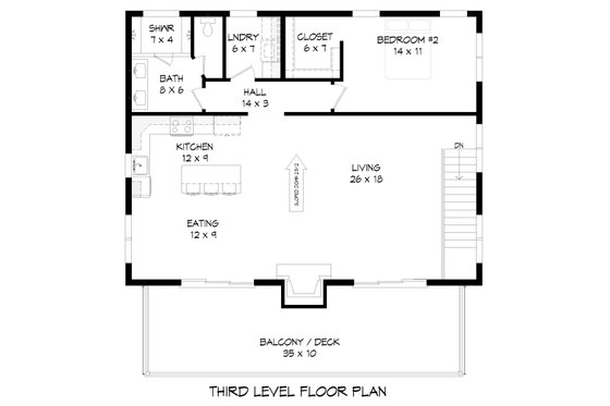 Floor Plan - Upper Floor 1 for Contemporary House Plan #932-256 - 2 bed, 2.5 bath