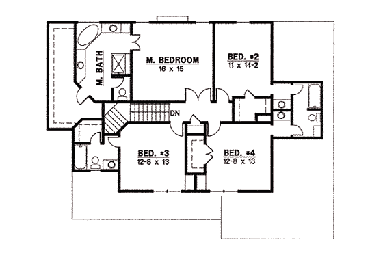 Floor Plan - Upper Floor for Traditional House Plan #67-844 - 4 bed, 3 bath