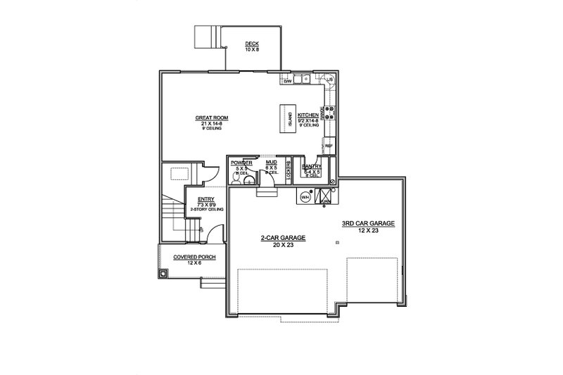 House Design - Floor Plan - Main Floor for Modern House Plan #1073-49 - 3 bed, 2.5 bath
