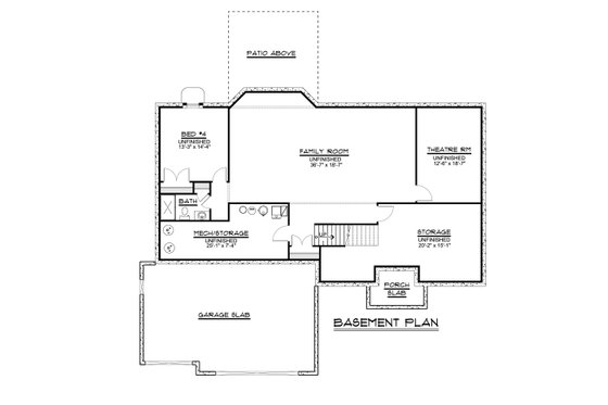 Floor Plan - Lower Floor for Ranch House Plan #1064-47 - 3 bed, 2.5 bath