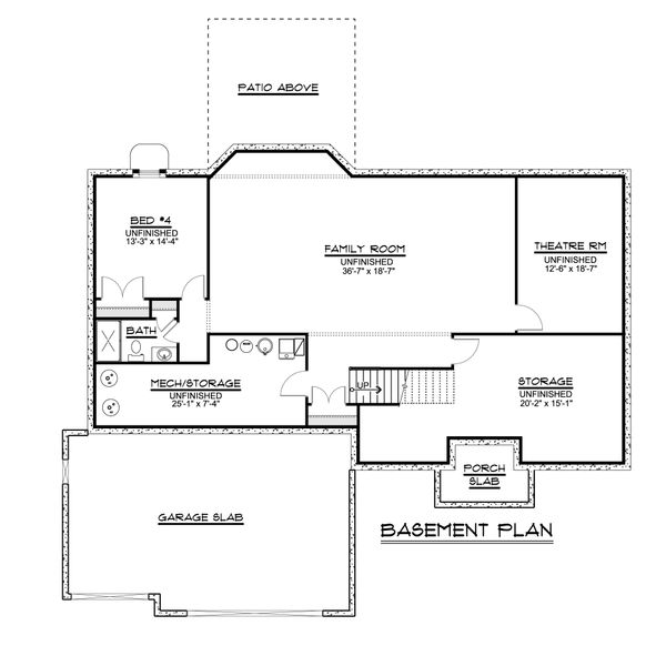 Ranch Floor Plan - Lower Floor Plan #1064-47