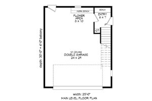 Floor Plan - Lower Floor for Southern House Plan #932-98 - 2 bed, 1 bath