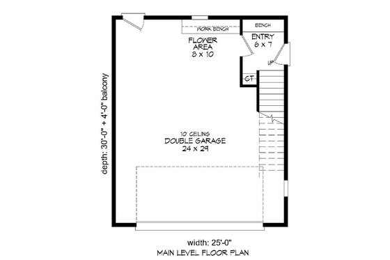 Floor Plan - Lower Floor for Southern House Plan #932-98 - 2 bed, 1 bath