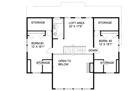 Floor Plan - Upper Floor for Craftsman House Plan #117-692 - 3 bed, 2.5 bath
