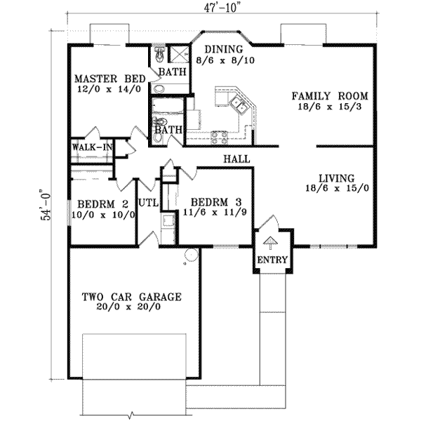 Adobe / Southwestern Floor Plan - Main Floor Plan #1-1274