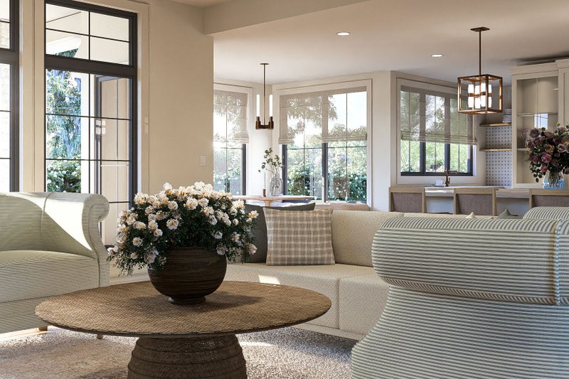 House Blueprint - Interior - Family Room 1 for Modern House Plan #455-414 - 3 bed, 3.5 bath
