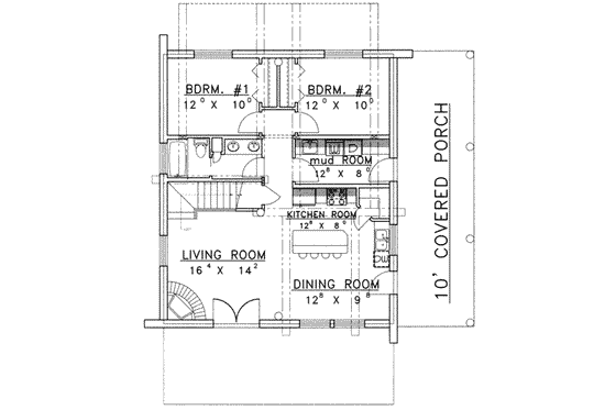 Floor Plan - Main Floor for Log House Plan #117-484 - 2 bed, 2 bath