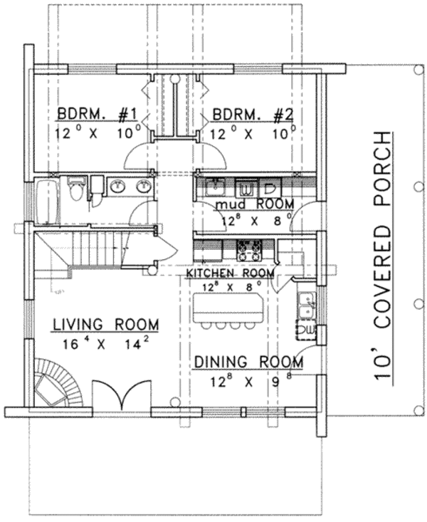 House Blueprint - Log Floor Plan - Main Floor Plan #117-484