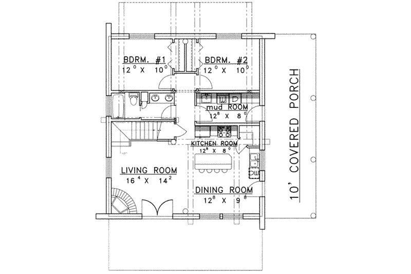 Dream House Plan - Floor Plan - Main Floor for Log House Plan #117-484 - 2 bed, 2 bath