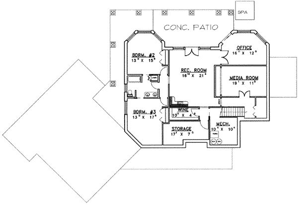 Architectural House Design - Modern Floor Plan - Lower Floor Plan #117-425