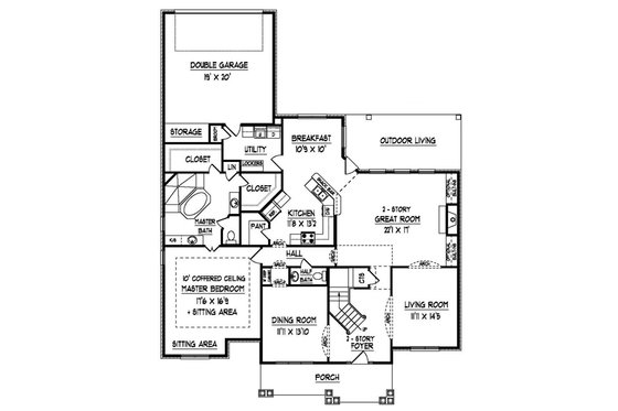 Floor Plan - Main Floor for Traditional House Plan #424-282 - 3 bed, 2.5 bath