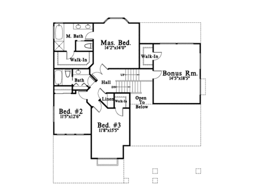 Floor Plan - Upper Floor for Craftsman House Plan #78-205 - 3 bed, 3 bath