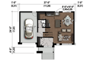 Contemporary Style House Plan - 3 Beds 1 Baths 1426 Sq/Ft Plan #25-4298 
