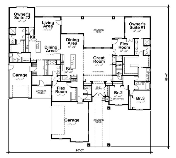Architectural House Design - Ranch Floor Plan - Main Floor Plan #20-2303